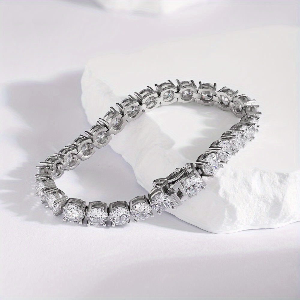 Stunning 28CARAT Round Cut Moissanite Tennis Bracelet - VVS1 Grade, 925 Silver, Ideal for Valentine's Day & Special Events