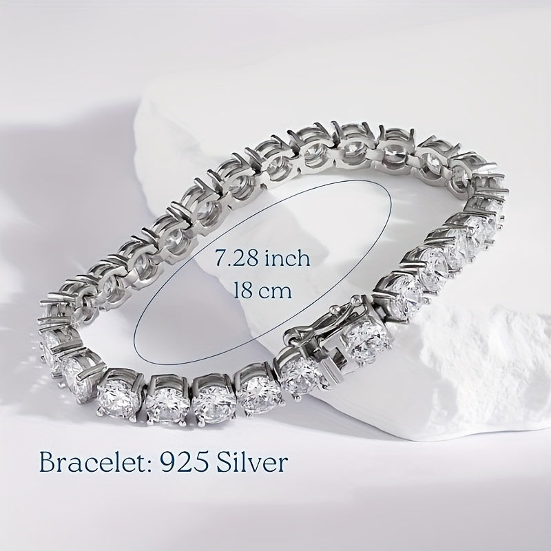 Stunning 28CARAT Round Cut Moissanite Tennis Bracelet - VVS1 Grade, 925 Silver, Ideal for Valentine's Day & Special Events