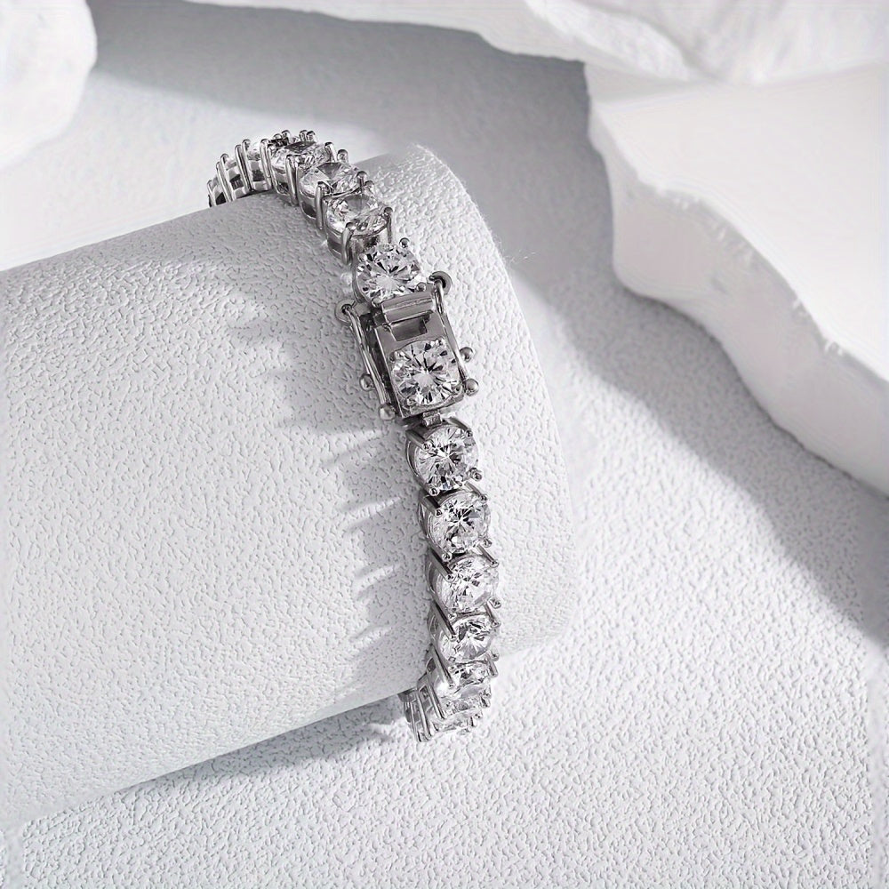 Stunning 28CARAT Round Cut Moissanite Tennis Bracelet - VVS1 Grade, 925 Silver, Ideal for Valentine's Day & Special Events