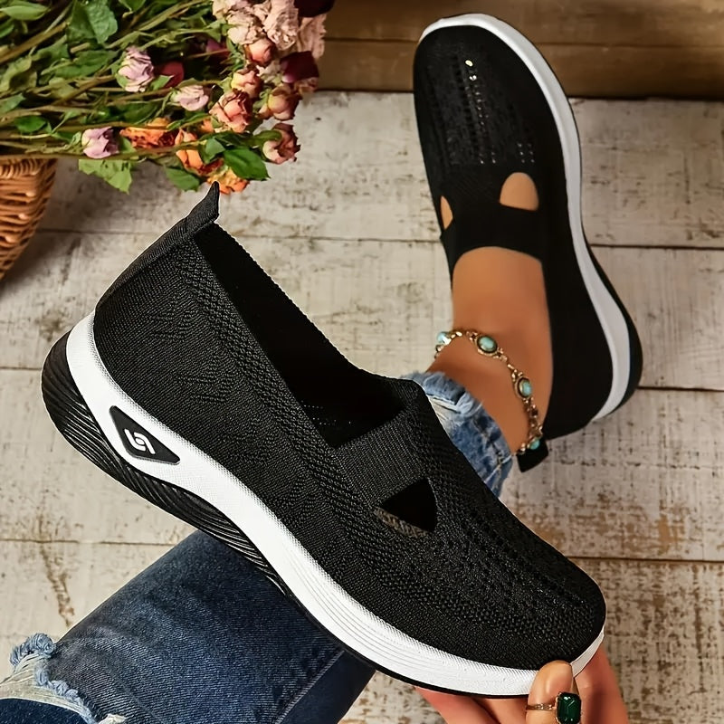 Women's casual fashion sneakers with solid color, breathable fabric upper, comfortable TPU sole, low top pull-on plain toe, for spring season.