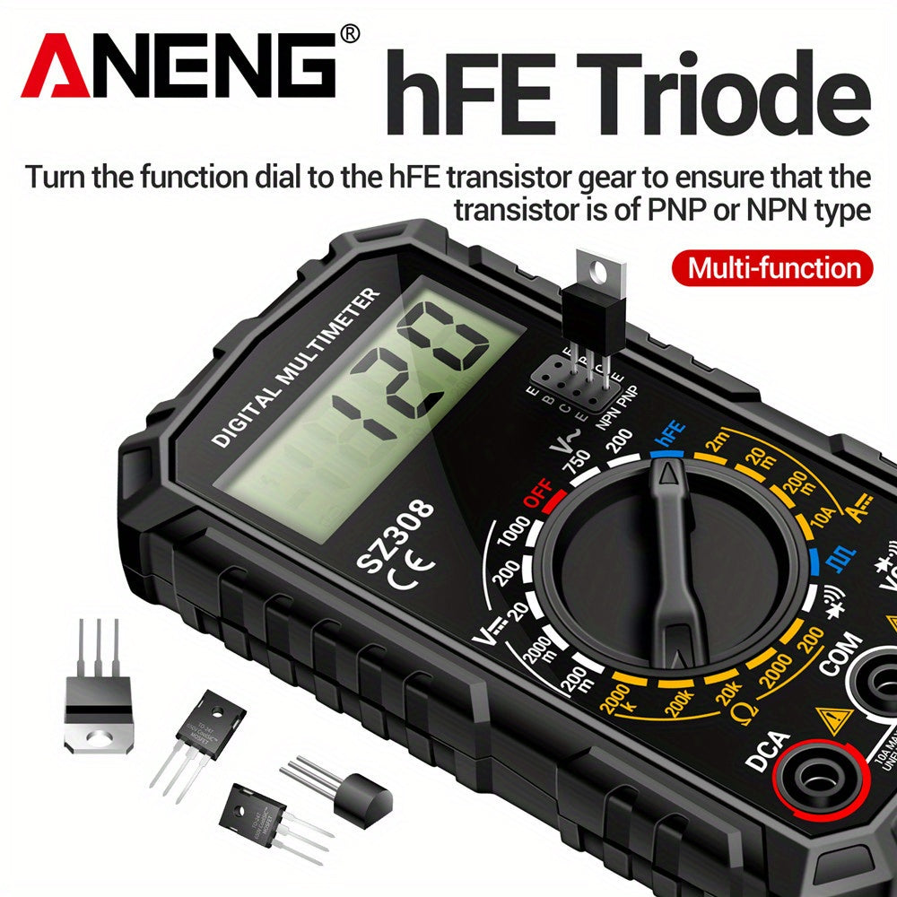 ANENG SZ308 is a high-precision digital multimeter with multifunctional AC-DC voltage, current, and resistance testing capabilities, and does not require batteries.