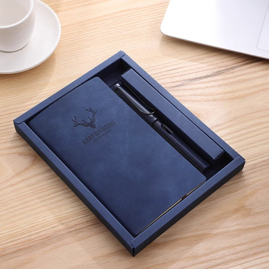 Business notebook set with printed meeting notepad and pen, perfect for gifting or as a souvenir.