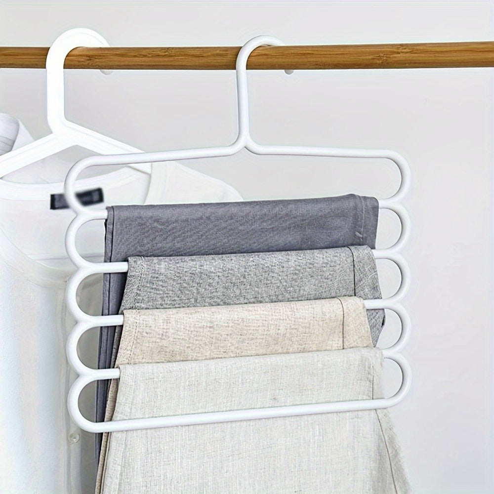 Space-Saving Pants Hangers Set of 3 - Anti-Slip, 5-Layer Design for Organizing Scarves, Trousers, and Clothes in Your Closet