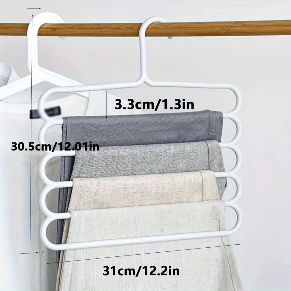 Space-Saving Pants Hangers Set of 3 - Anti-Slip, 5-Layer Design for Organizing Scarves, Trousers, and Clothes in Your Closet