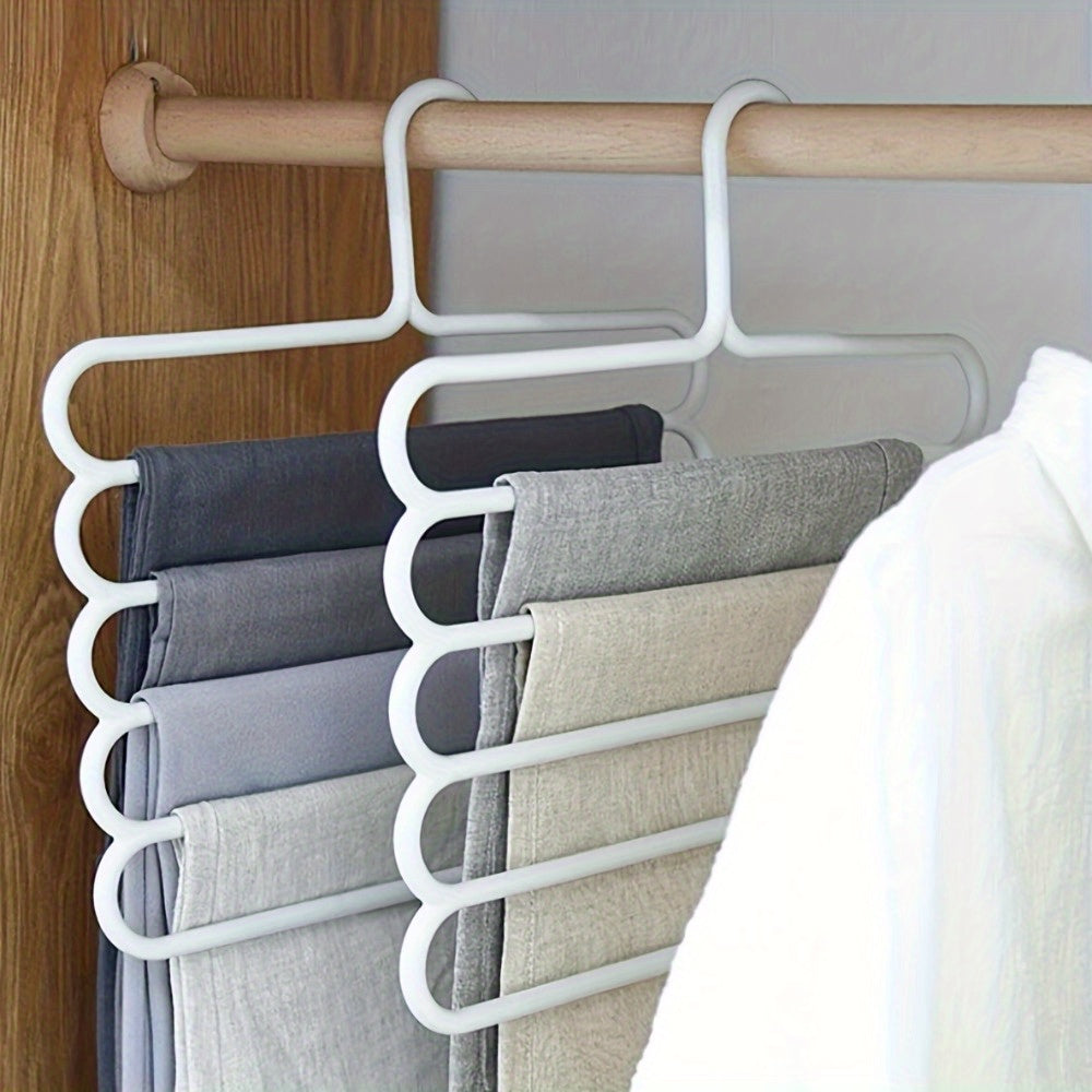 Space-Saving Pants Hangers Set of 3 - Anti-Slip, 5-Layer Design for Organizing Scarves, Trousers, and Clothes in Your Closet