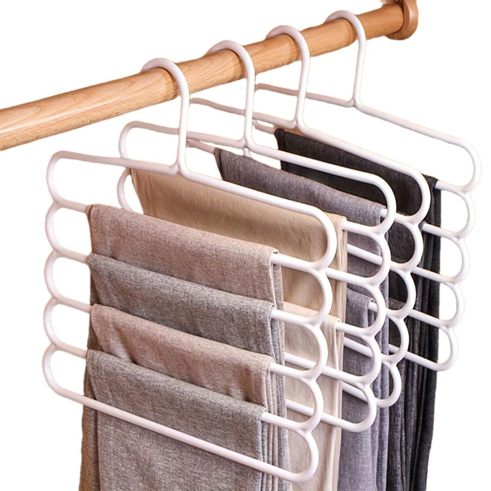 Space-Saving Pants Hangers Set of 3 - Anti-Slip, 5-Layer Design for Organizing Scarves, Trousers, and Clothes in Your Closet