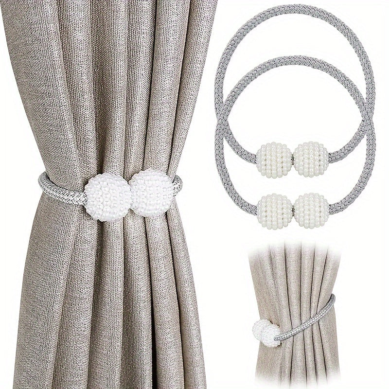 Two pieces of Magnetic Curtain Tiebacks with a Classic Style, featuring an Elegant European Design and a Powerful Magnetic Hold for Home and Room Decoration.