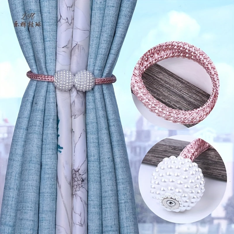 Two pieces of Magnetic Curtain Tiebacks with a Classic Style, featuring an Elegant European Design and a Powerful Magnetic Hold for Home and Room Decoration.