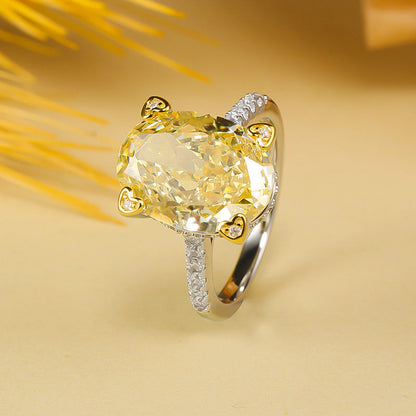 This Stunning Synthetic Yellow Radiant Cut Statement Ring features a 10x14mm High Carbon Stone set in 6g of 925 Sterling Silver. The ring has a simple vacation style with no plating, embellished with a beautiful synthetic gem mosaic in a Halloween theme.