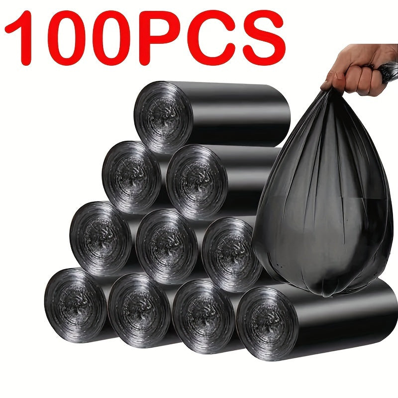 100 Heavy-Duty Black Trash Bags - Leak-Proof, Multi-Purpose for Various Areas, Durable Plastic