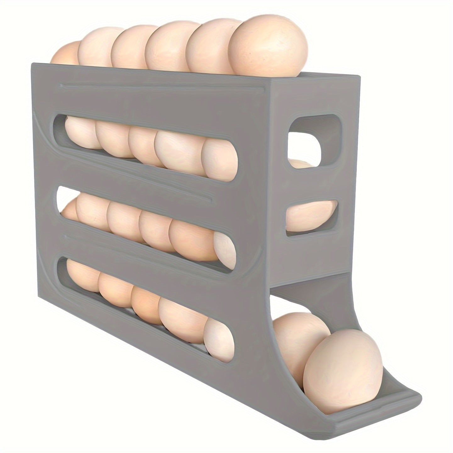 Refrigerator Egg Storage Organizer with 30-Egg Capacity - Convenient Auto-Rolling Egg Holder, Compact Kitchen Egg Dispenser Rack, 4-Tier Stackable Tray Container, Safe BPA-Free Egg Storage Solution for Food