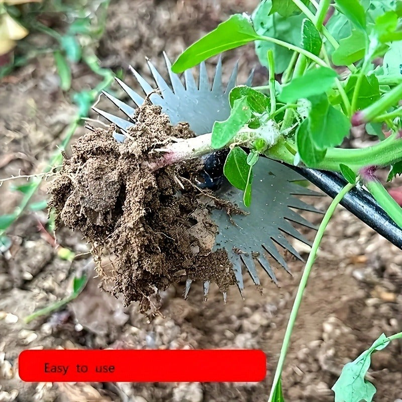 1pc Heavy Duty Forged Metal Weed Crusher - Durable hand tool for efficient yard and garden work. Ideal for farm hoeing and wild vegetable digging. Ergonomic design for manual gardening.