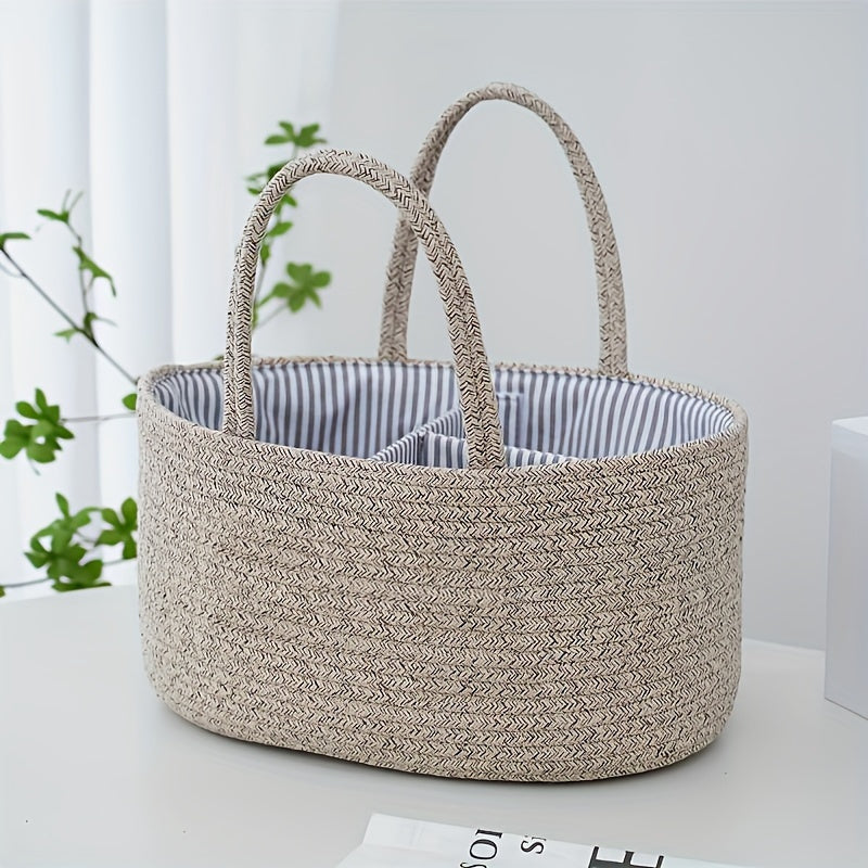 CozyLife Fabric Diaper Caddy: A 3-Compartment Nursery Tote for Storage of Essentials and Shower Must-Have Organizer