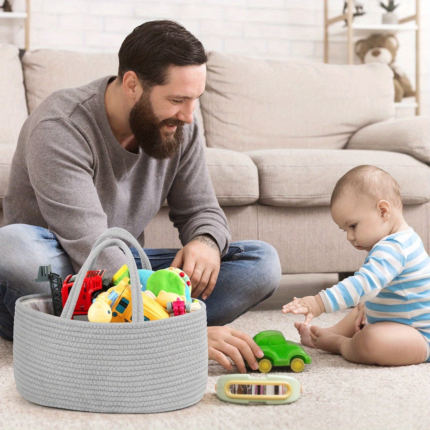 CozyLife Fabric Diaper Caddy: A 3-Compartment Nursery Tote for Storage of Essentials and Shower Must-Have Organizer