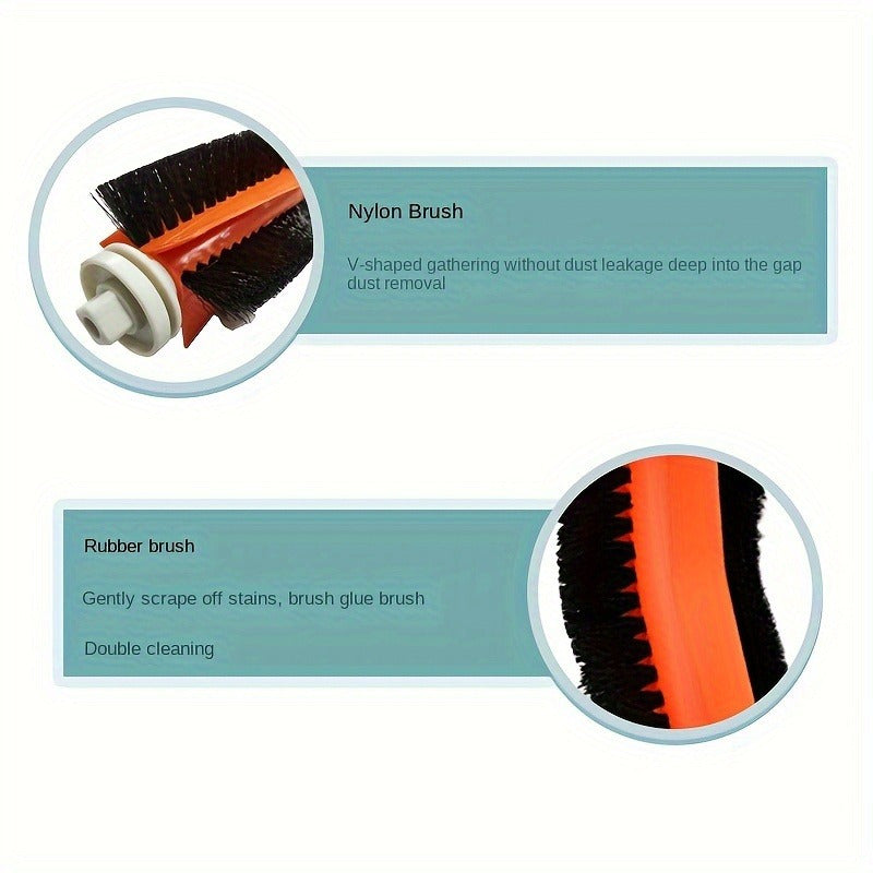 Set of 2 Main Brush Replacements for Xiaomi Roborock & E25 Series - Long-Lasting Plastic, Essential Vacuum Floor Attachments