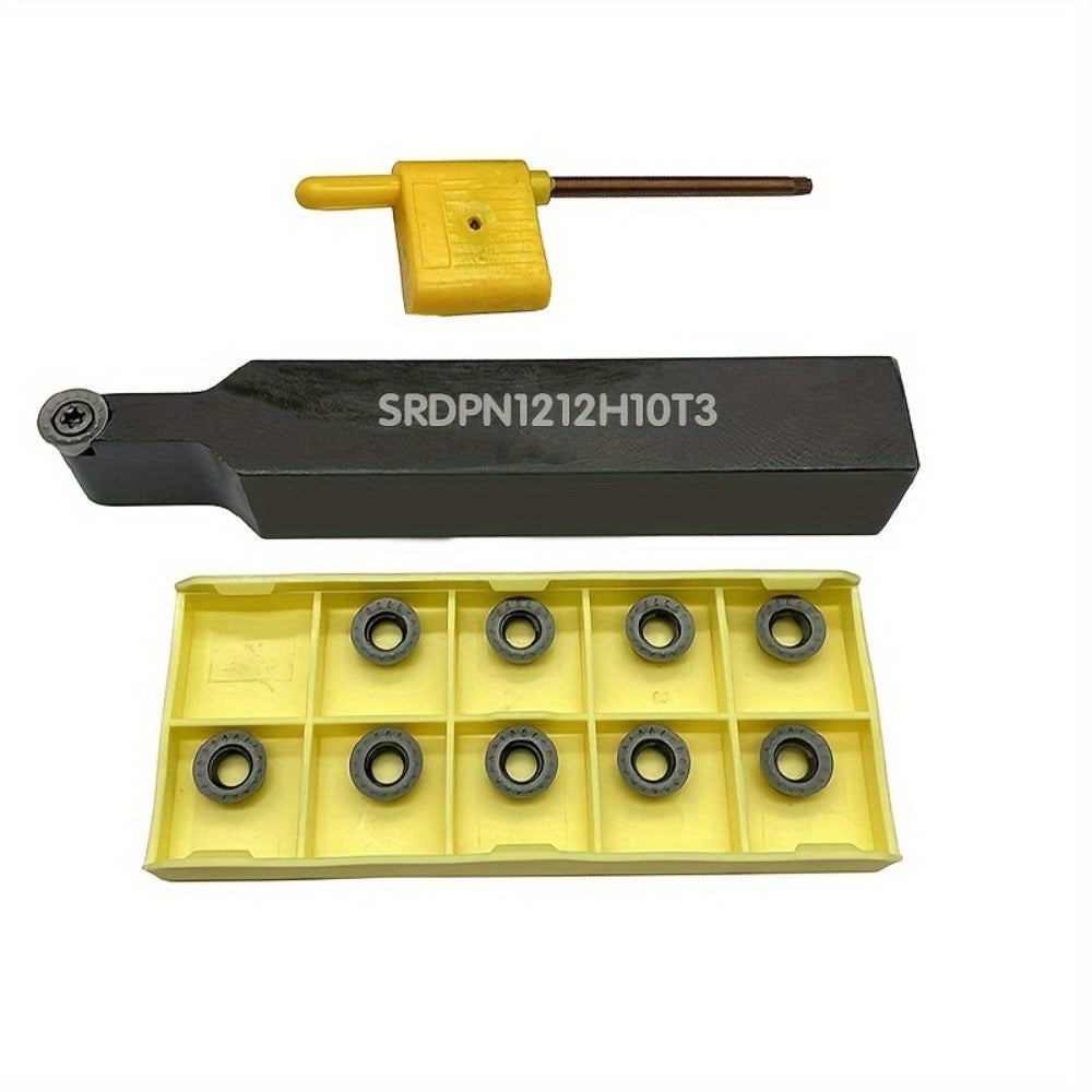 CHENGLU SRDPN Pro Carbide Insert Holder with 10pcs RPM Tool Set is suitable for 45° lathe turning for precision metalworking, plane turning, and is CNC compatible.