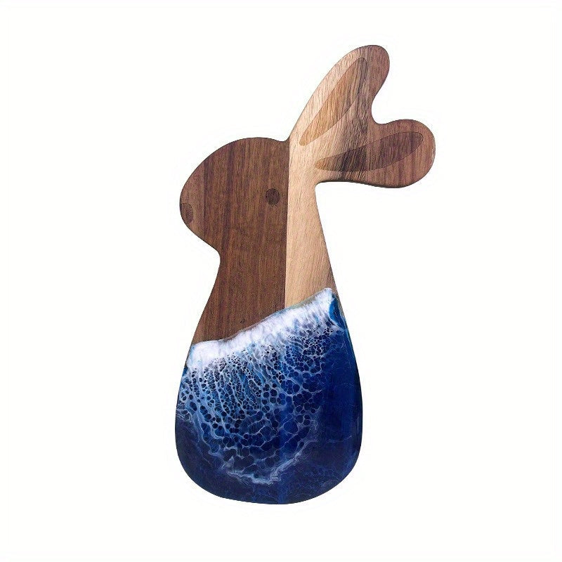 Ocean Wave Design Serving Platter made of Acacia Wood and Resin - Perfect for Chopping and Presenting Food, Food-Safe and Multipurpose Kitchen Accessory