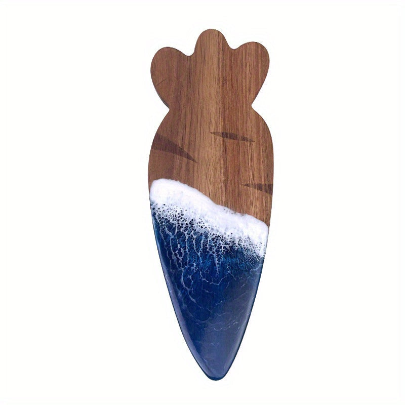 Ocean Wave Design Serving Platter made of Acacia Wood and Resin - Perfect for Chopping and Presenting Food, Food-Safe and Multipurpose Kitchen Accessory