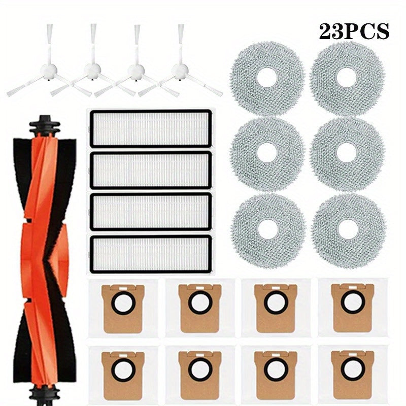 Get 23 pieces of accessories for the Xiaomi Robot Vacuum Cleaner X20+, including main side brush, high efficiency filter, mop cloth, and dust bag replacements.