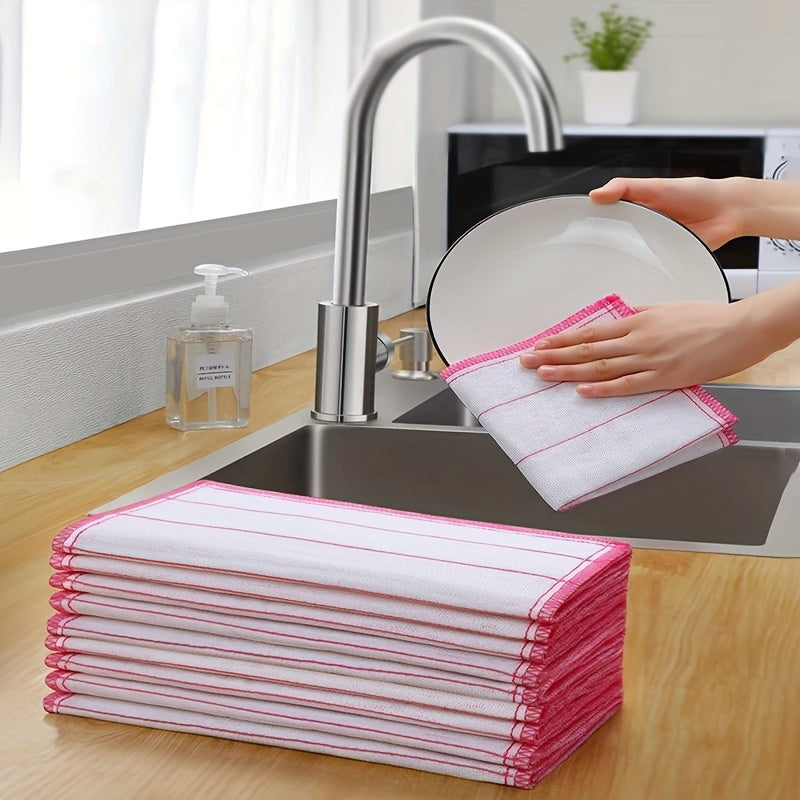 6 or 12 pieces of Super Absorbent Thick Dish Cloths made of reusable microfiber material. These versatile cloths can be used for cleaning dishes, household tasks, and bathroom and kitchen cleaning. They are durable and easily remove stains and grease