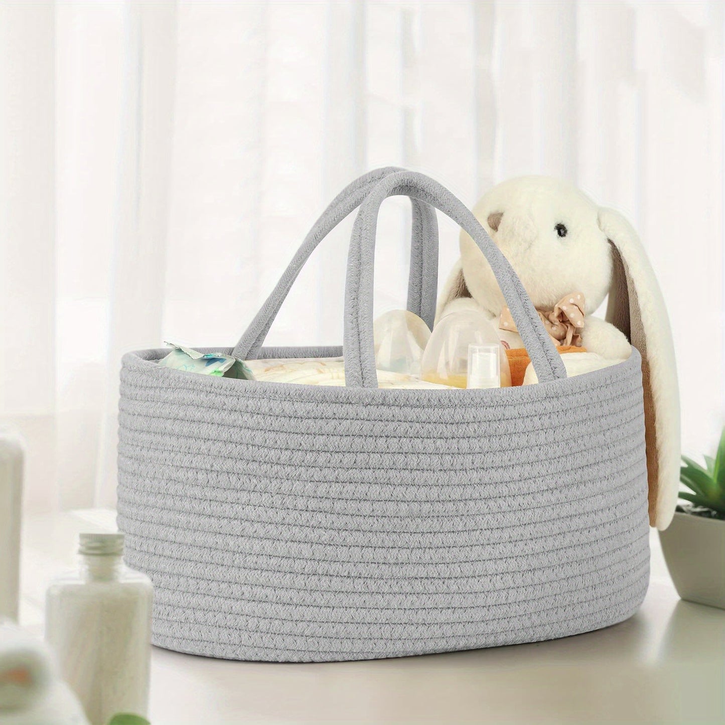 CozyLife Fabric Diaper Caddy: A 3-Compartment Nursery Tote for Storage of Essentials and Shower Must-Have Organizer