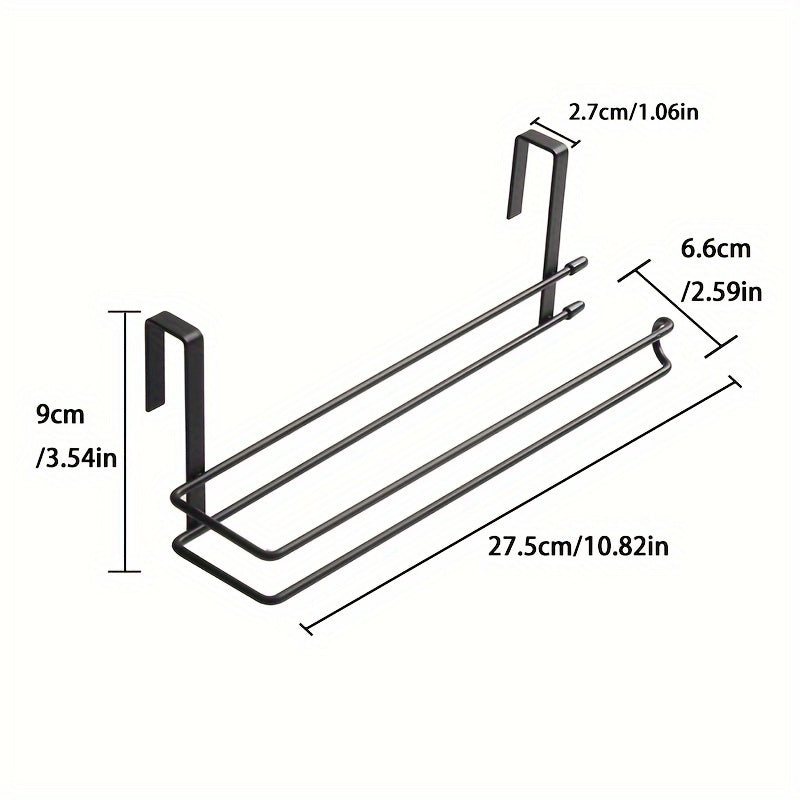 This Carbon Steel Multi-Functional Storage Rack mounts to the wall in the kitchen or bathroom without the need for drilling. It is ideal for organizing tissue and plastic wrap, offering convenient storage and easy access.