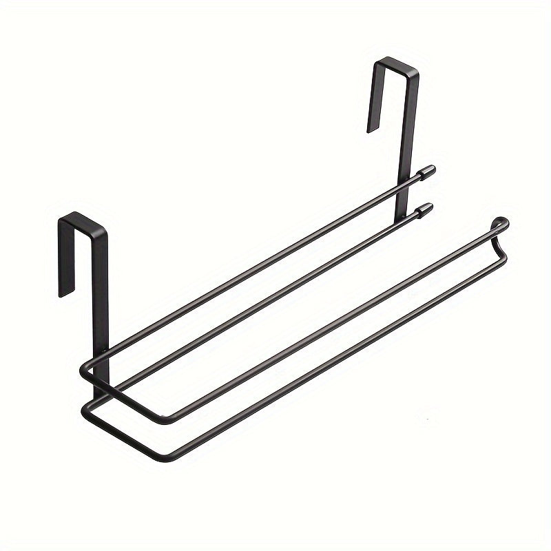 This Carbon Steel Multi-Functional Storage Rack mounts to the wall in the kitchen or bathroom without the need for drilling. It is ideal for organizing tissue and plastic wrap, offering convenient storage and easy access.