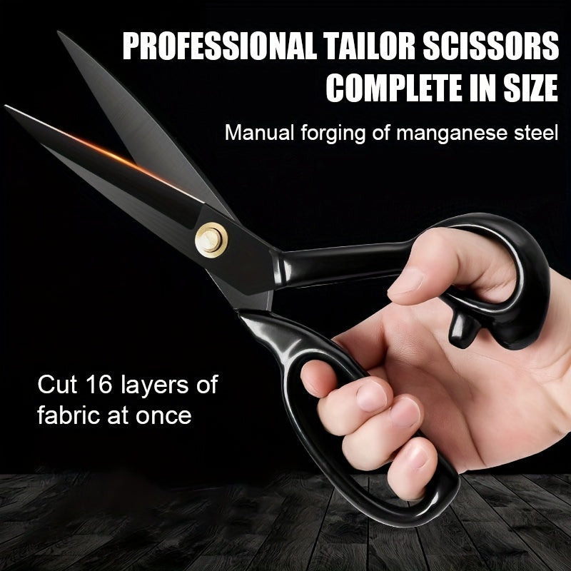 Sharp and durable metal scissors, measuring 25.4cm, designed for cutting fabric and faux leather. Ideal for sewing, home office, and industrial use.