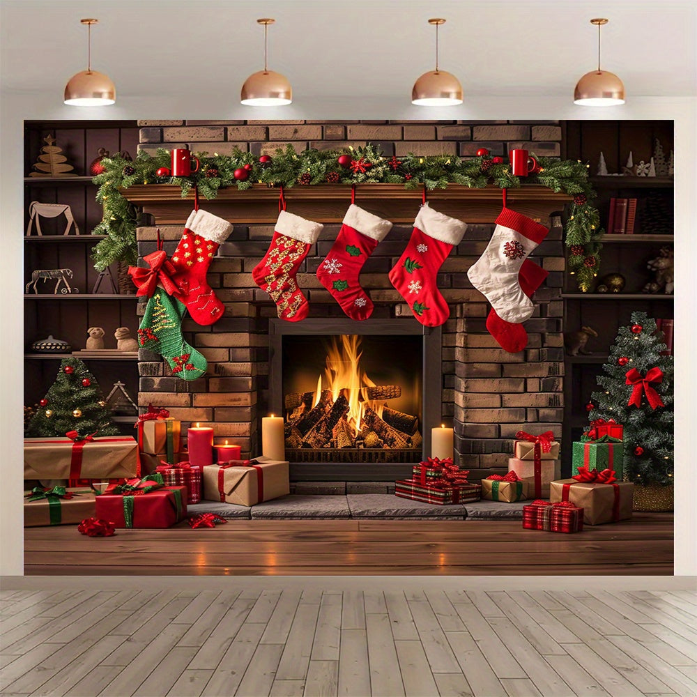 Get in the holiday spirit with our versatile winter fireplace Christmas backdrop! Made from high-quality polyester, this backdrop comes in multiple sizes ranging from 99.06x149.86cm to 240.03x299.97cm, making it suitable for both indoor and outdoor use.