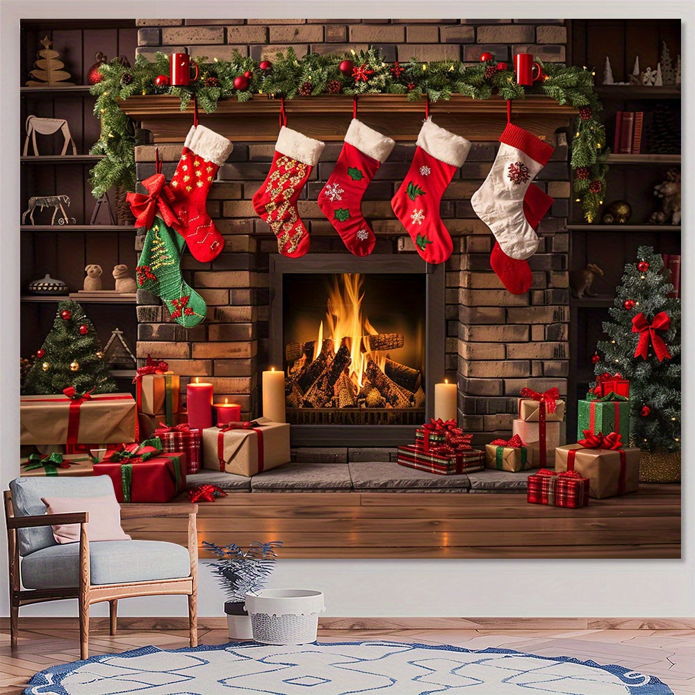 Get in the holiday spirit with our versatile winter fireplace Christmas backdrop! Made from high-quality polyester, this backdrop comes in multiple sizes ranging from 99.06x149.86cm to 240.03x299.97cm, making it suitable for both indoor and outdoor use.