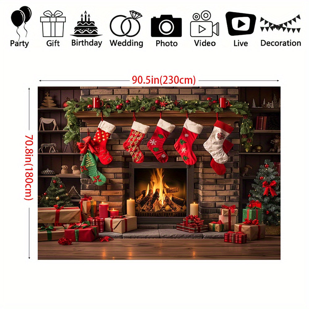 Get in the holiday spirit with our versatile winter fireplace Christmas backdrop! Made from high-quality polyester, this backdrop comes in multiple sizes ranging from 99.06x149.86cm to 240.03x299.97cm, making it suitable for both indoor and outdoor use.