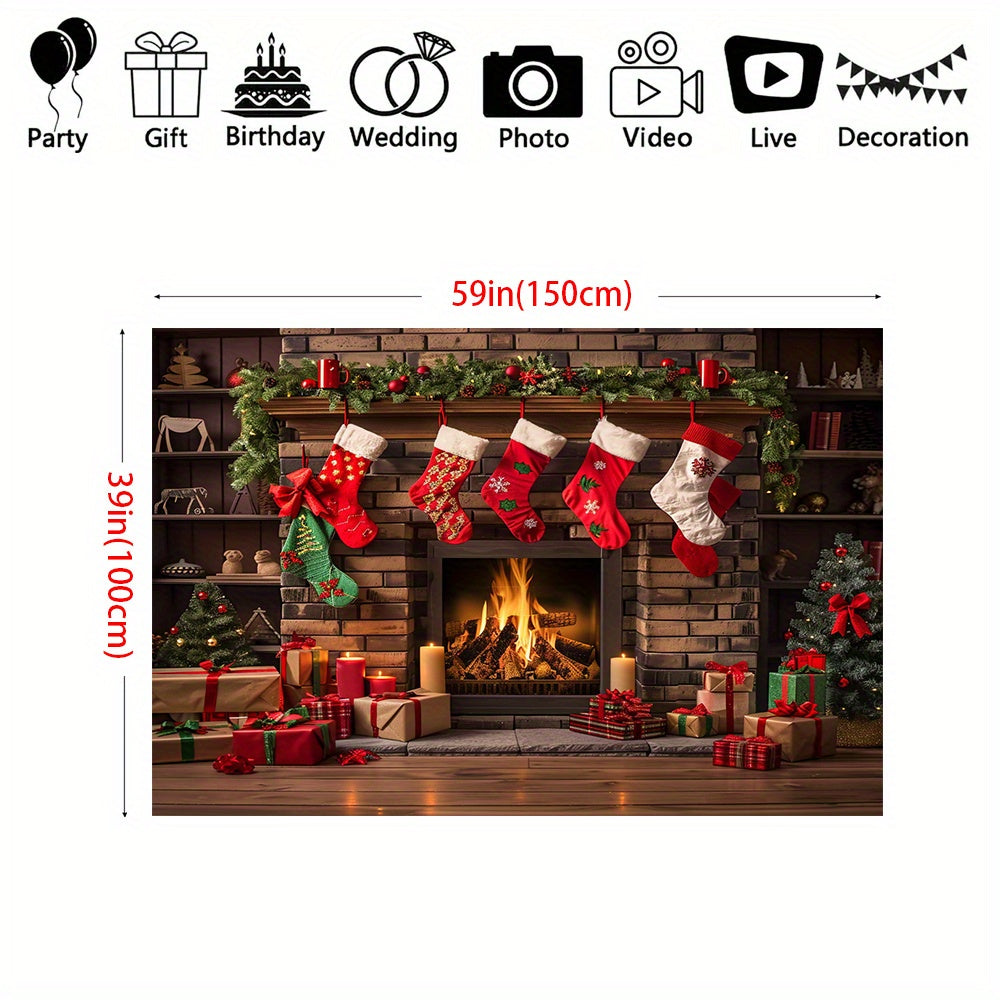 Get in the holiday spirit with our versatile winter fireplace Christmas backdrop! Made from high-quality polyester, this backdrop comes in multiple sizes ranging from 99.06x149.86cm to 240.03x299.97cm, making it suitable for both indoor and outdoor use.