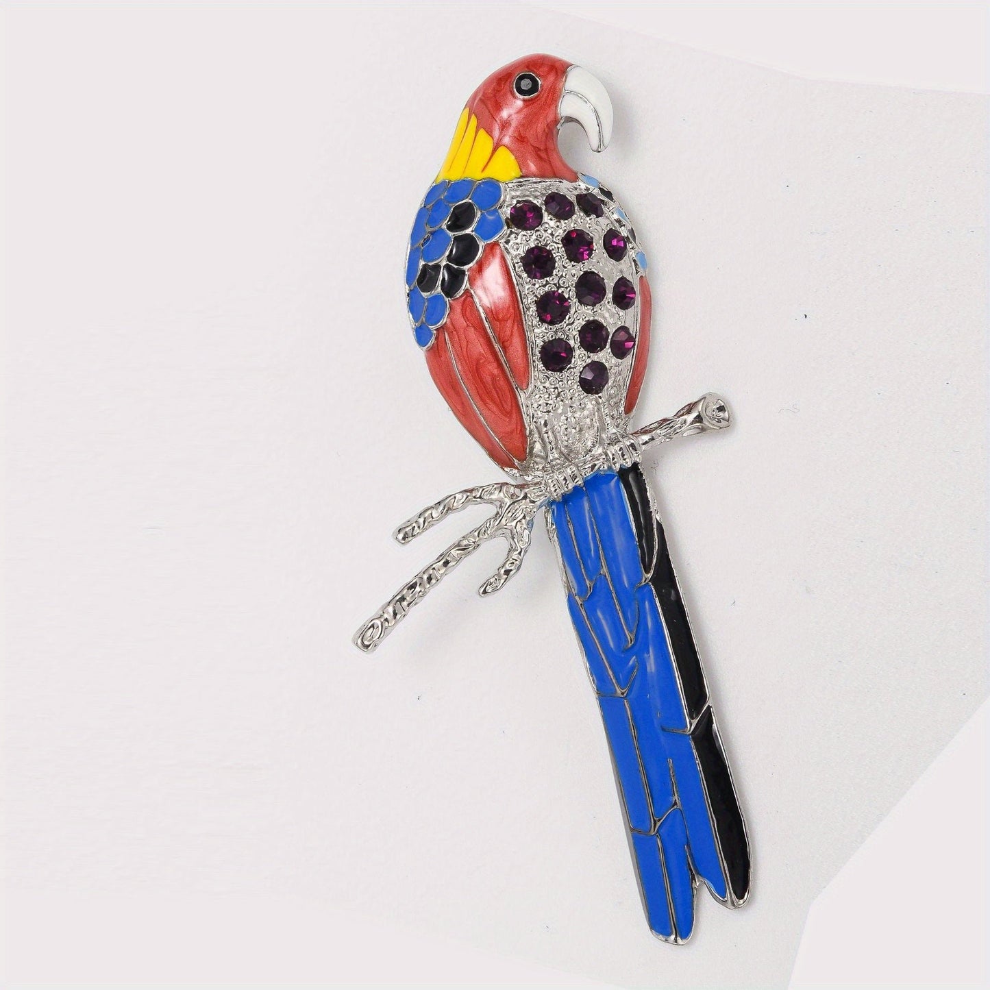 Stylish Crystal Parrot Enamel Pin - Fashionable Animal-Inspired Brooch for Women, Complementing Dresses & Sweaters, Great Gift Idea for Her