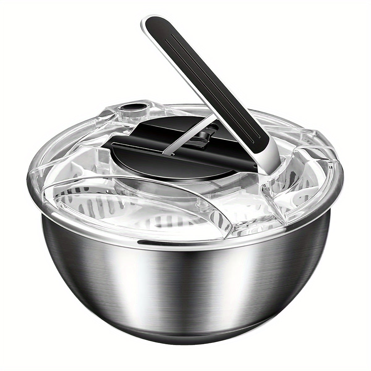 Stainless Steel Salad Spinner - 3.5L Capacity, Easy-Press Manual Operation, Double Layer Design for Crisp, Fresh Salads - Ideal for Home Kitchens and Washing Vegetables & Fruits