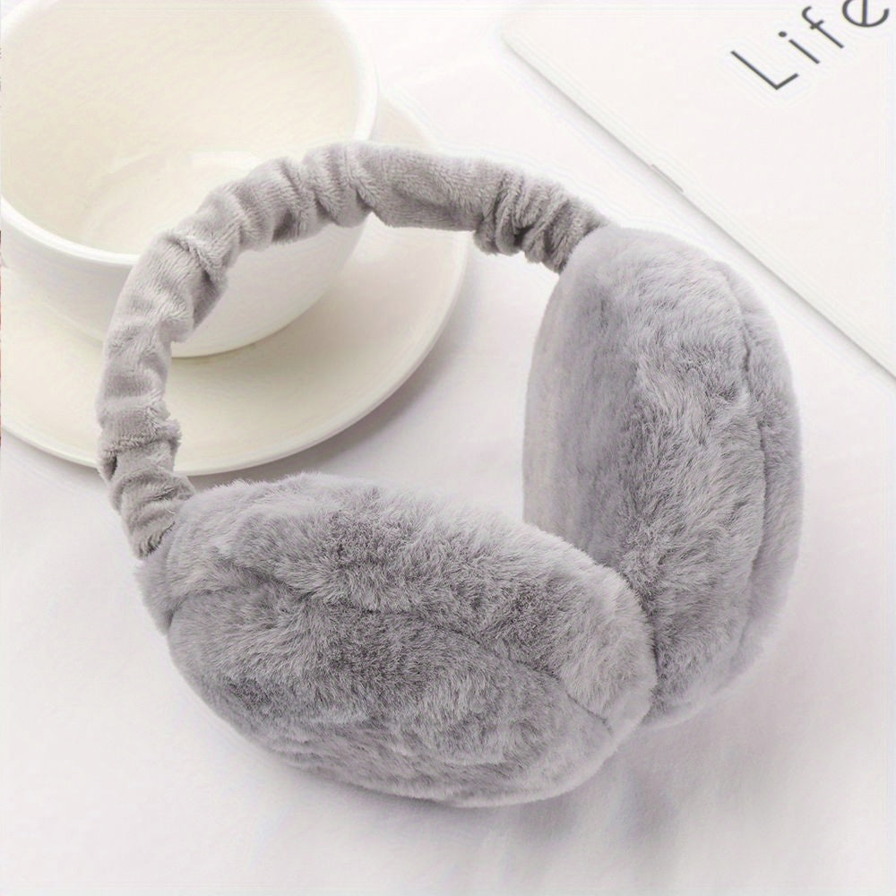 Faux Fur Unisex Earmuffs - Cozy Ear Warmers, Foldable Coldproof Design, Stretchy Fit, Easy to Clean for Outdoor Winter Activities