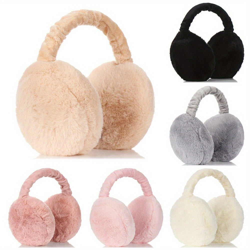 Faux Fur Unisex Earmuffs - Cozy Ear Warmers, Foldable Coldproof Design, Stretchy Fit, Easy to Clean for Outdoor Winter Activities