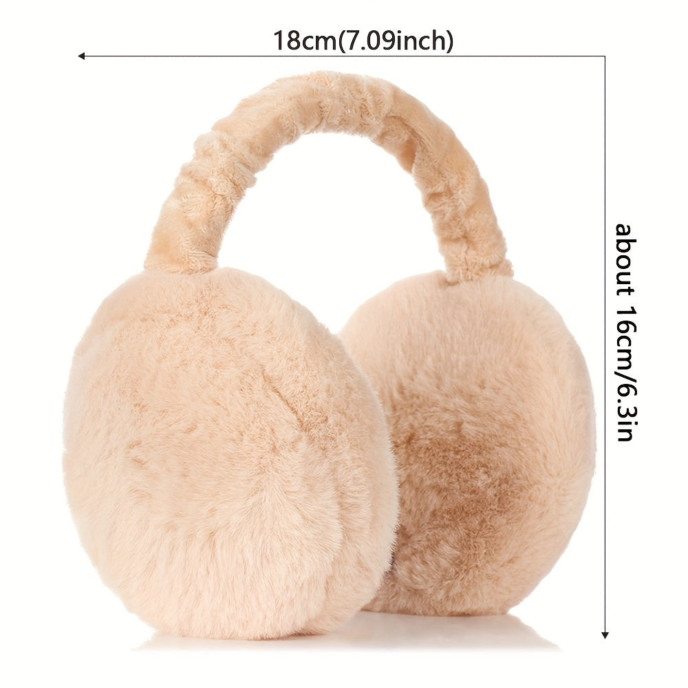 Faux Fur Unisex Earmuffs - Cozy Ear Warmers, Foldable Coldproof Design, Stretchy Fit, Easy to Clean for Outdoor Winter Activities