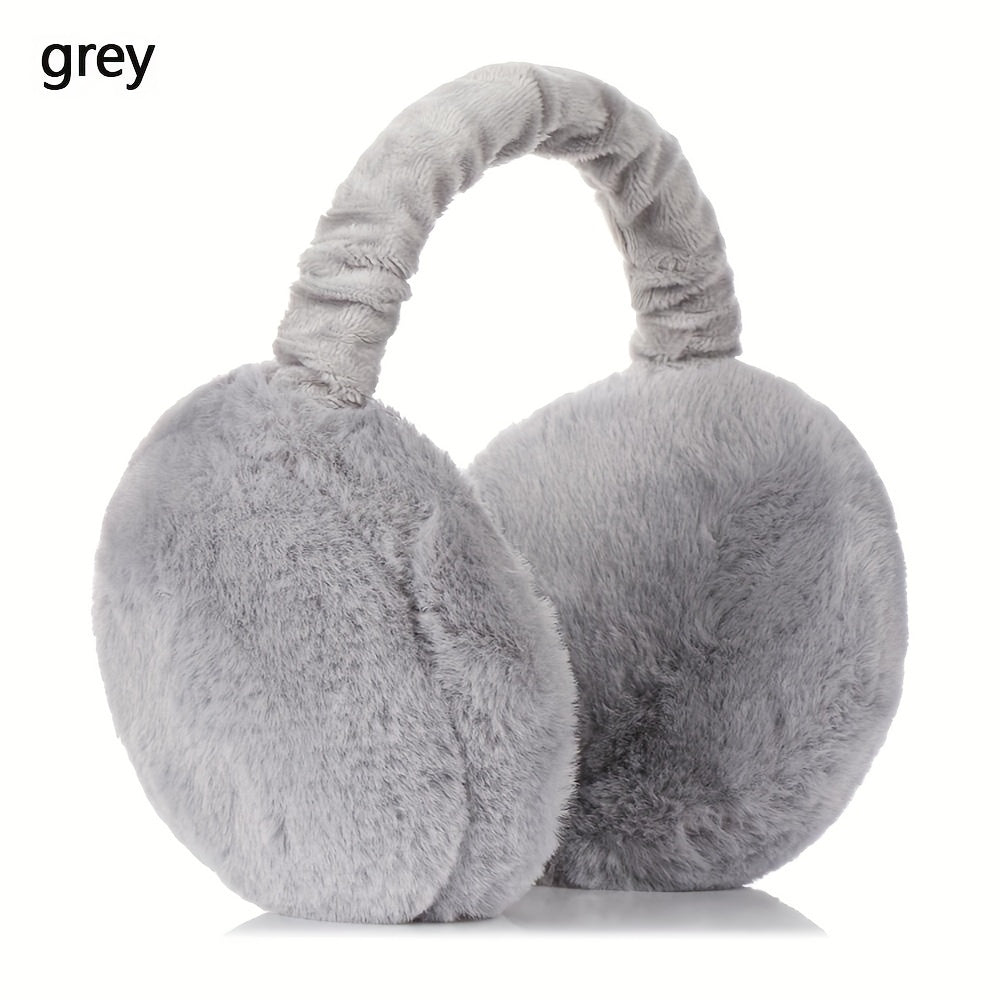 Faux Fur Unisex Earmuffs - Cozy Ear Warmers, Foldable Coldproof Design, Stretchy Fit, Easy to Clean for Outdoor Winter Activities