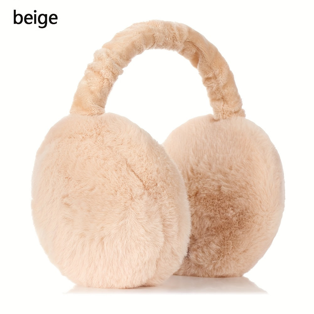 Faux Fur Unisex Earmuffs - Cozy Ear Warmers, Foldable Coldproof Design, Stretchy Fit, Easy to Clean for Outdoor Winter Activities