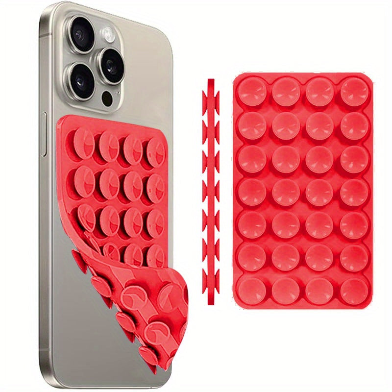 Silicone suction cup phone case mount for hands-free selfies and videos. Durable, adhesive silicone stand ideal for video recording and photography. Shower-friendly design for iPhone and