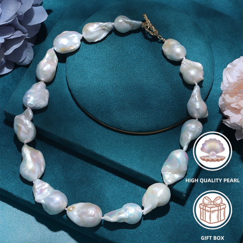 Elegant Baroque Design Abalone Shell Necklace featuring an OT Rotating Clasp - One-of-a-Kind Pearls, Handcrafted by Nature - Ideal for Festivals and Getaways - Versatile Piece for Every Season - Thoughtful Valentine's Day Surprise