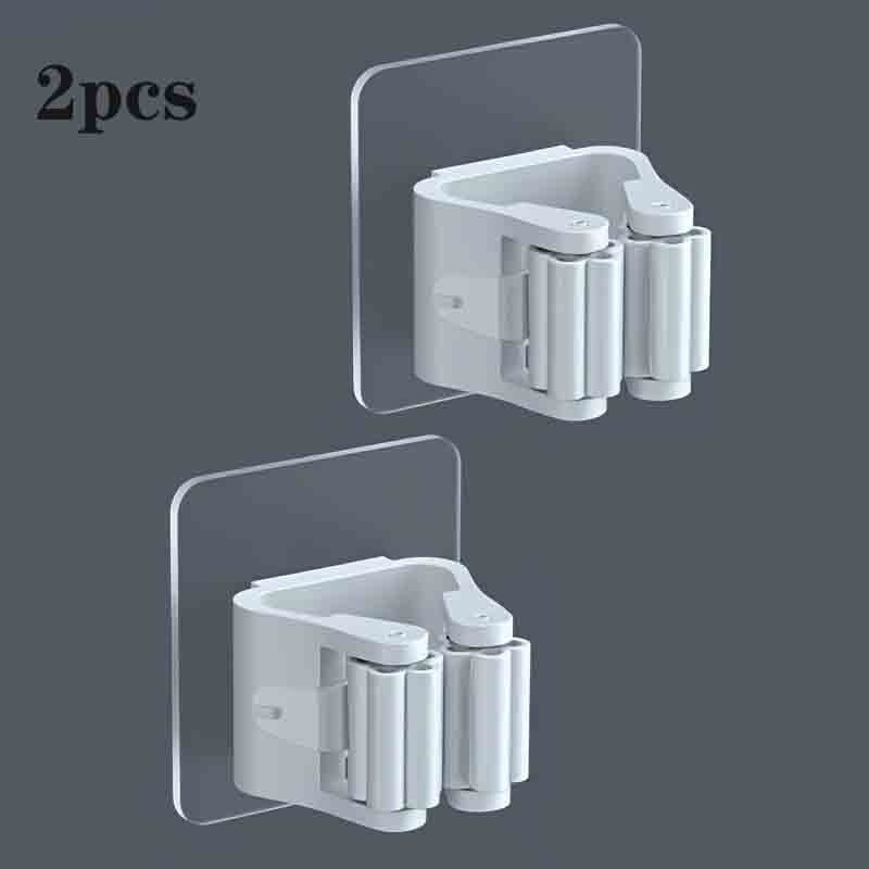 Durable Plastic Wall-Mounted Tool Holders for Brooms, Mops, and More - Perfect for Bathroom, Kitchen, and Garden Organization - Set of 2