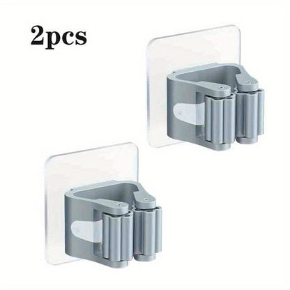 Durable Plastic Wall-Mounted Tool Holders for Brooms, Mops, and More - Perfect for Bathroom, Kitchen, and Garden Organization - Set of 2