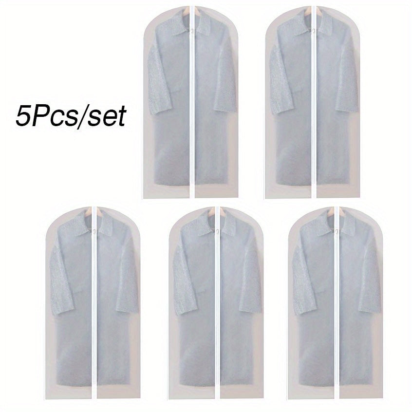 Fabric Garment Covers - Set of 5 with Full-Length Zipper, Ideal for Protecting Suits, Shirts, and Dresses from Dust, Perfect for Closet Organization and Travel Use