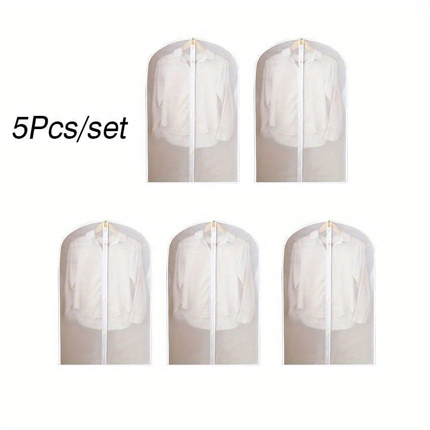 Fabric Garment Covers - Set of 5 with Full-Length Zipper, Ideal for Protecting Suits, Shirts, and Dresses from Dust, Perfect for Closet Organization and Travel Use