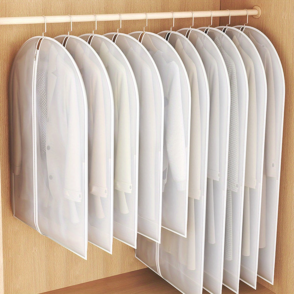 Set of 5 Fabric Garment Covers with Full Zipper for Closet Storage - See-Through Suit Protectors, Clothing Bags to Keep Suits, Shirts, Dresses Dust-Free, Perfect for Travel & Organizing Wardrobes, Suitable for Ages 14 and Up