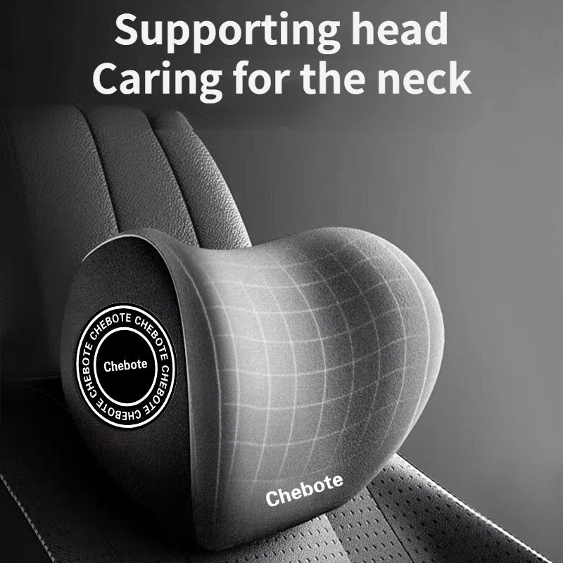 Set of 2 car seat neck and lumbar support pillows, with adjustable backrest. Reduces discomfort during long drives. Made of polyester fiber and sponge rubber for extra comfort.