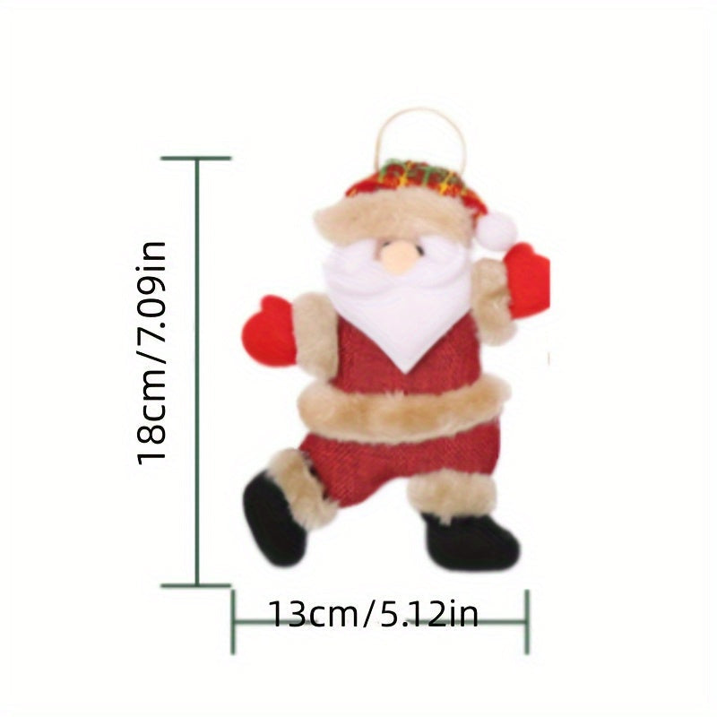 Set of 4 Christmas tree ornaments featuring Dancing Santa, Reindeer, Snowman, and Bear | Made of hangable fabric for home and office decor | Ideal for adding festive cheer to your holiday vacation home