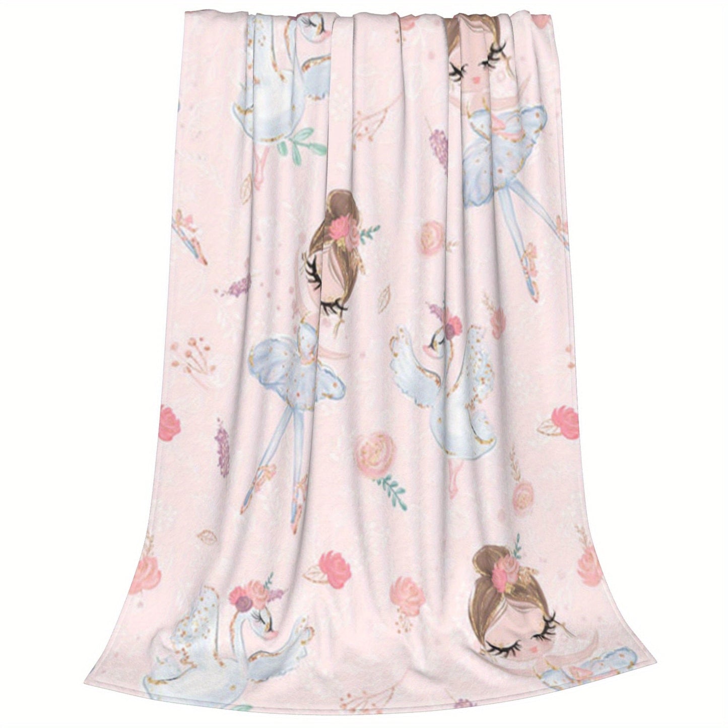 Soft and comfortable, this adorable pink blanket features a ballet dancer pattern on a velvet printed background. It is versatile enough to use as a nap blanket or small throw, making it the perfect birthday gift for anyone who appreciates creative