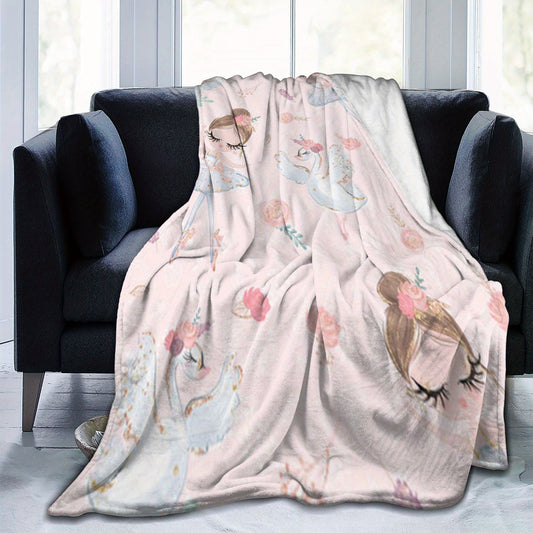 Soft and comfortable, this adorable pink blanket features a ballet dancer pattern on a velvet printed background. It is versatile enough to use as a nap blanket or small throw, making it the perfect birthday gift for anyone who appreciates creative